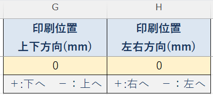 印刷位置補正設定（上下左右ミリ指定）